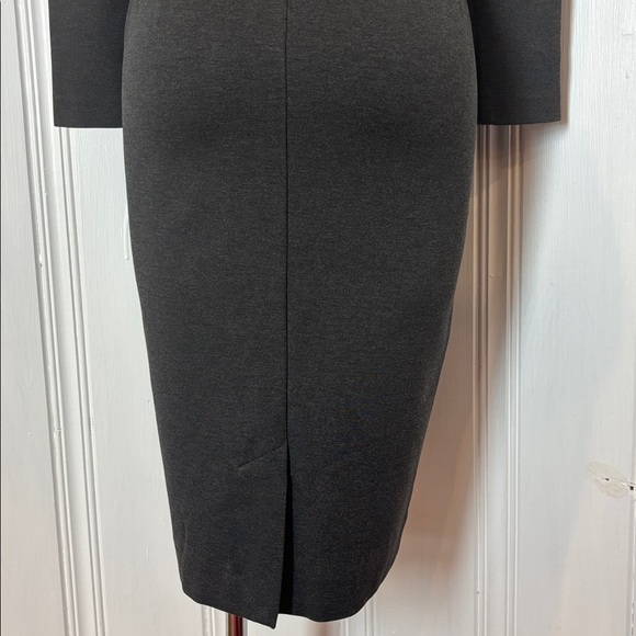 ÉDITIONS DE ROBES Charcoal Stretch Knit Dress | High Neck Zip Front | Size 2 - Picture 8 of 12